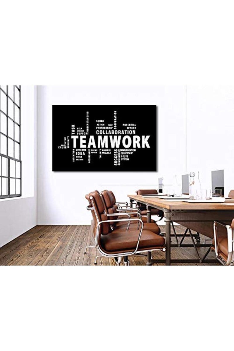 BPA ALAYRA Teamwork Canvas Wall Art - Large Framed Motivational Quotes Artwork Modern Home Decor - Inspirational Posters Decor For Office Framed Ready to Hang - Image 3