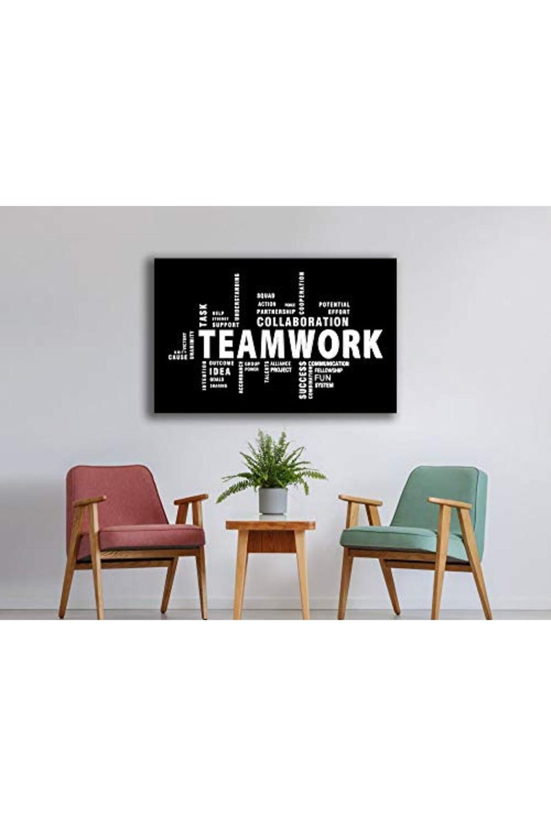 BPA ALAYRA Teamwork Canvas Wall Art - Large Framed Motivational Quotes Artwork Modern Home Decor - Inspirational Posters Decor For Office Framed Ready to Hang - Image 4