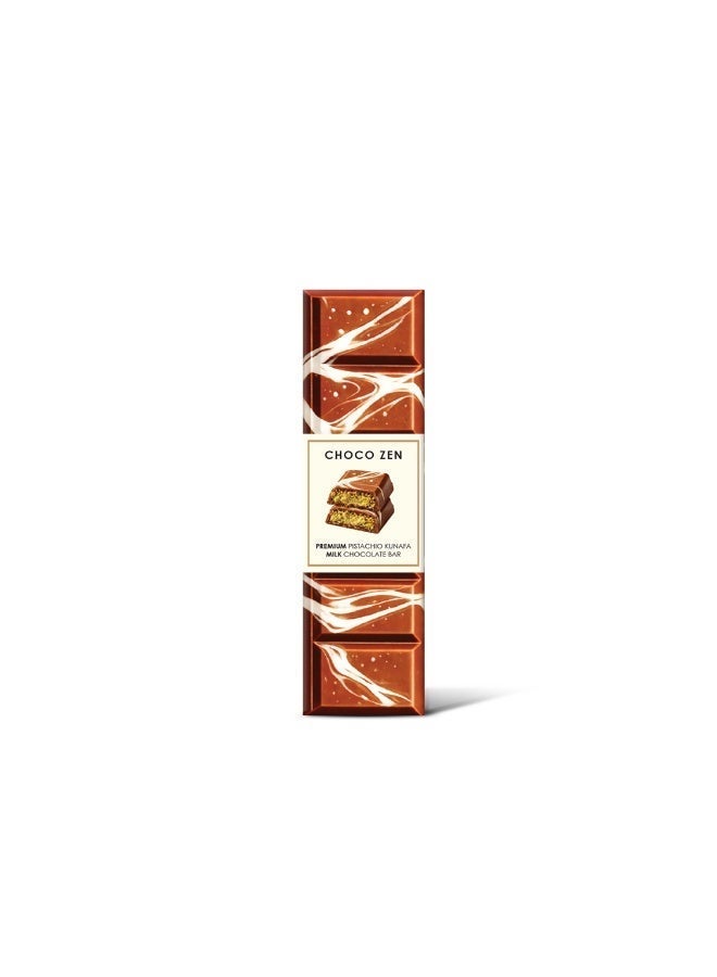 Choco Zen Premium Dubai Chocolate Pistachio Kunafa Bar (45g, Milk Chocolate) – Luxury Dessert, Gourmet, Rich with Premium Roasted Pistachio & Crispy Kunafa, Dubai Chocolate Gift