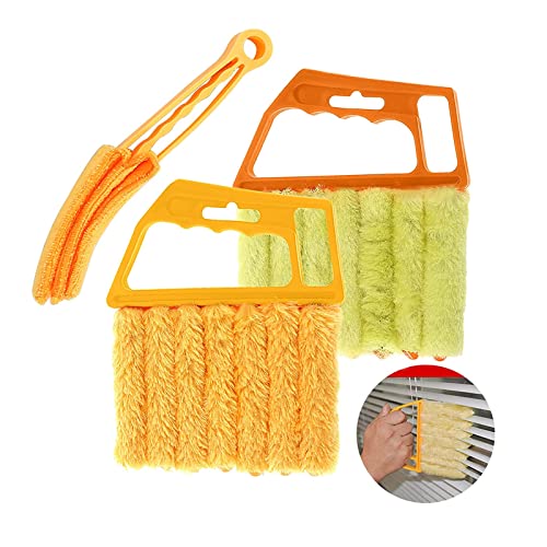 mwellewm 2Pcs Window Venetian 7 Finger Dusting Cleaner Tool and 1Pc Window Blind Cleaner Duster Brush Hand-Held Window Shutters Venetian Shades Brush for Air Conditioner Duster Dirt - Image 1
