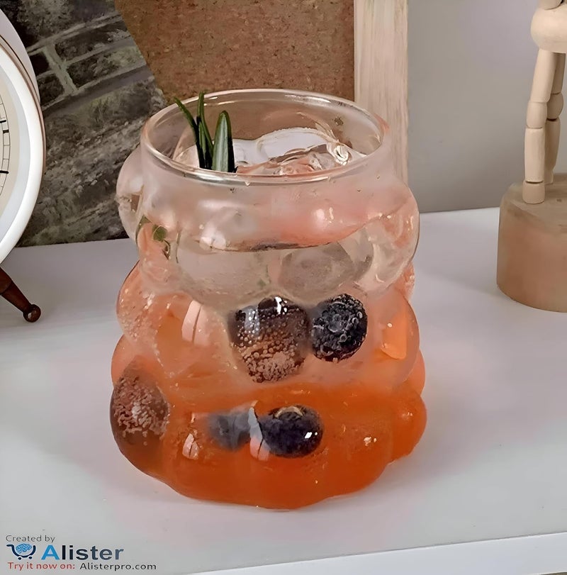 Drinking Bubble Glass Beer Glasses Bubble Shaped Glass Cups, Tumbler for Cold Coffee, Smoothies, Juice, Soda, Any Drink 350 mL - Image 4
