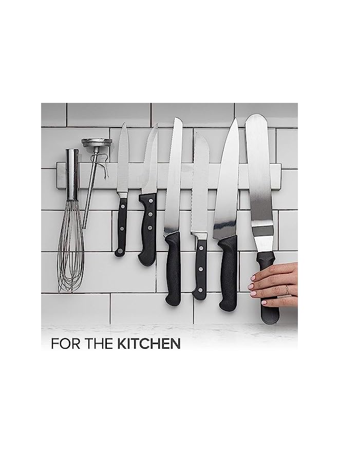 Raxoom Lruoerface 16 Inch Stainless Steel Magnetic Knife Bar with Multi-Purpose Functionality as a Knife Holder, Knife Strip, Magnetic Tool Organizer, Art Supply Organizer & Home Organizer (16 Inch) - Image 2
