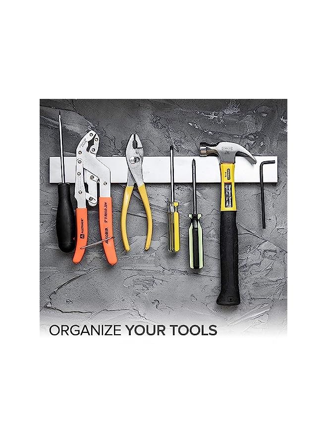 Raxoom Lruoerface 16 Inch Stainless Steel Magnetic Knife Bar with Multi-Purpose Functionality as a Knife Holder, Knife Strip, Magnetic Tool Organizer, Art Supply Organizer & Home Organizer (16 Inch) - Image 3