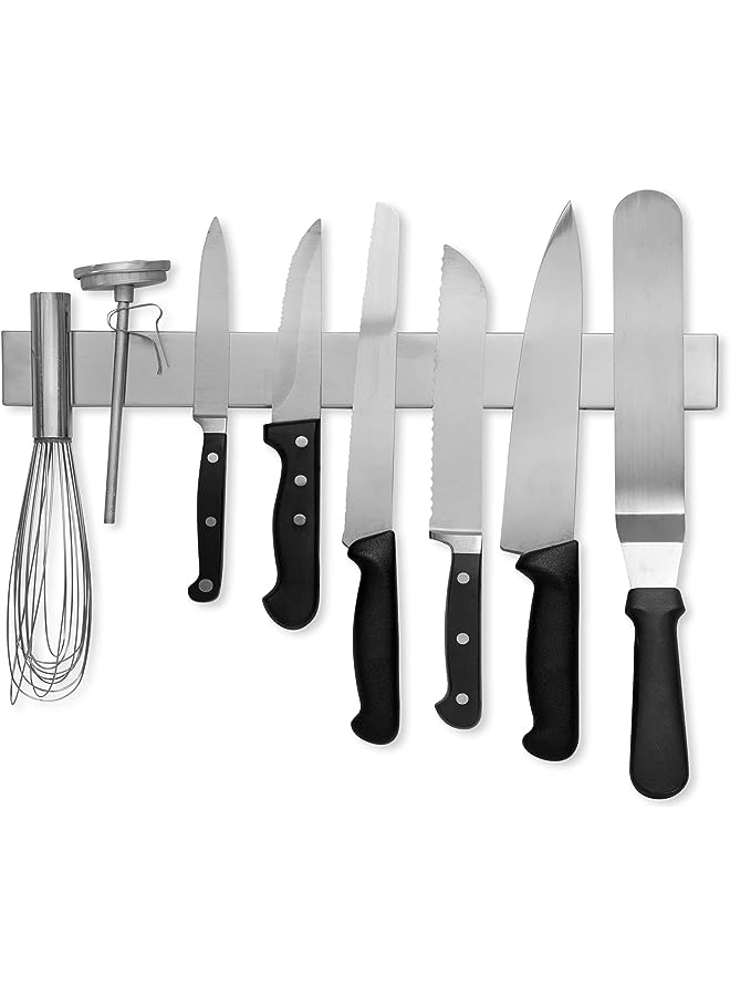 Raxoom Lruoerface 16 Inch Stainless Steel Magnetic Knife Bar with Multi-Purpose Functionality as a Knife Holder, Knife Strip, Magnetic Tool Organizer, Art Supply Organizer & Home Organizer (16 Inch) - Image 1