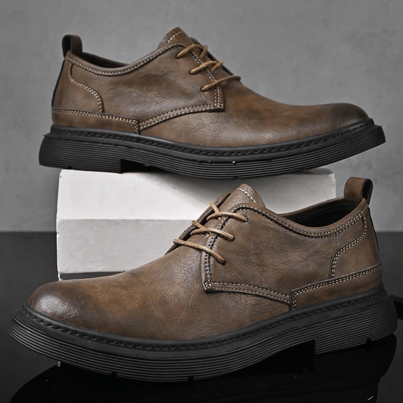 Large Size Formal Men'S Leather Boots Autumn New Mid-Top Work Boots Martin Boots Large Size Chelsea Leather Boots - Image 4