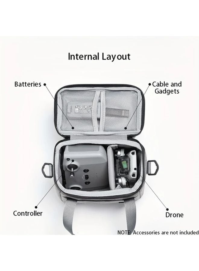 حقيبة كتف رمادية للطائرة بدون طيار، حقيبة تخزين مدمجة لمعدات التصوير الفوتوغرافي - Image 5