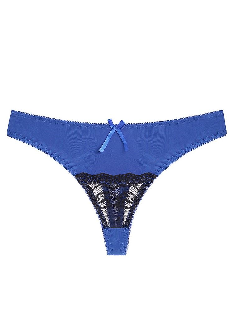 Comfy Low Waist Lady Panty Women's Lace Briefs Blue And Black Color Matching