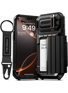 VRS Design VRS Design Damda Glide Ultimate iPhone 16 Pro MAX Case Cover Wallet with Semi Automatic Credit Card Holder Slot [4 Cards] & Camera Lens Protector Kickstand [STRAP included] - Black  - Image 1
