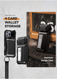 VRS Design VRS Design Damda Glide Ultimate iPhone 16 Pro MAX Case Cover Wallet with Semi Automatic Credit Card Holder Slot [4 Cards] & Camera Lens Protector Kickstand [STRAP included] - Black  - Image 5
