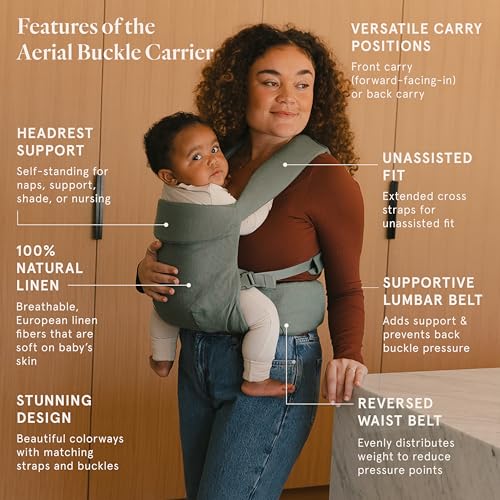 WildBird - Aerial Buckle Carrier - 2-24 Months - Large (L-4XL) Acadian - Front or Back Carry - Cross Straps, Lumbar Support, Headrest - Hip Healthy - Baby Carrier - Baby Essentials - New Mom Gifts - Image 2