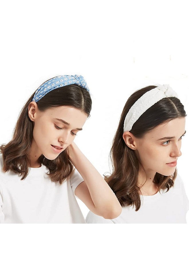 BEGOOD White Headbands For Women Embroidery Knotted Wide Hairband Hoop Fashion Top Knot Turban Hair Accessories For Girls Vintage Floral - Image 3