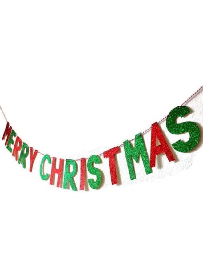 ThePartyPopper Merry Christmas Banner Garland Set – 6.9 Ft Red & Green Glitter Letter Banner with Hanging Dot Garlands - Image 4