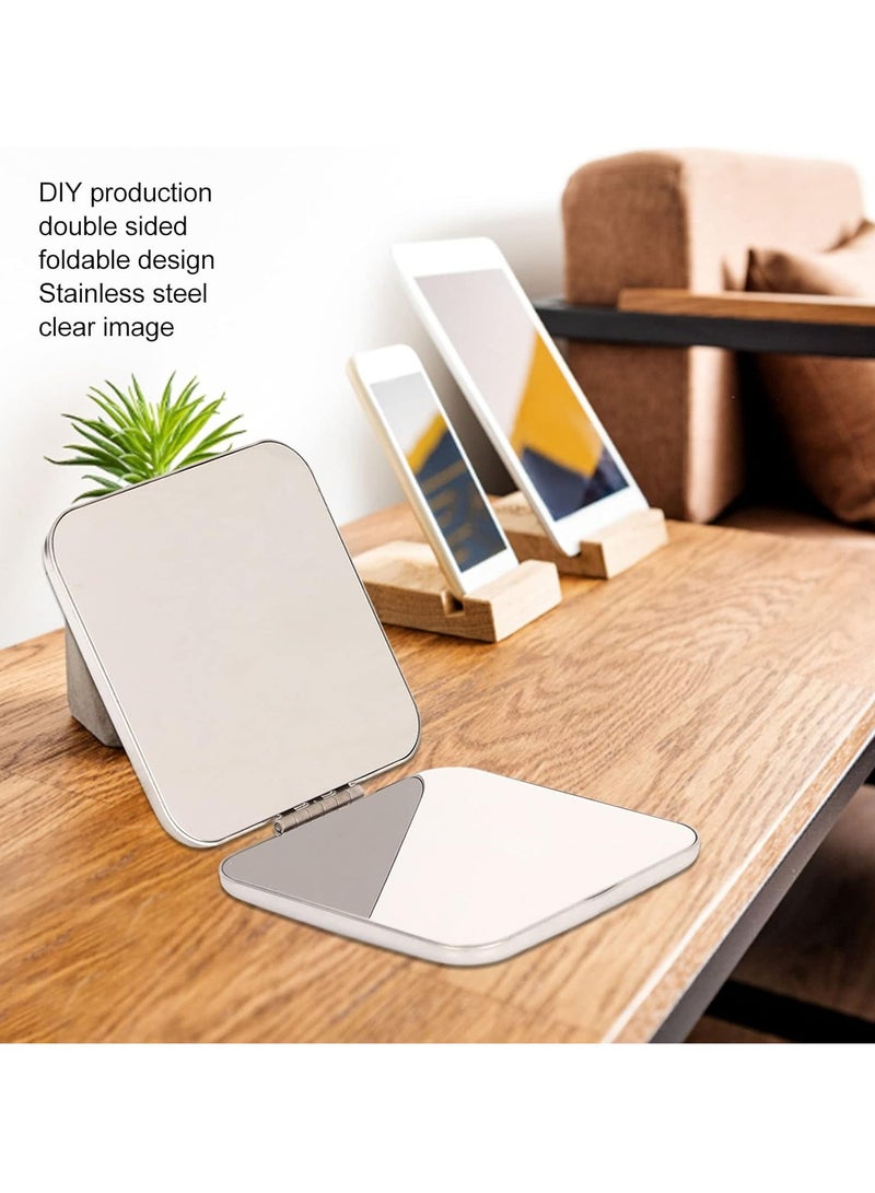 مرآة سفر صغيرة، تصميم قابل للطي، مرآة جيب إنتاج مصغرة صورة واضحة للجيب لحزمة السفر (مربع) - Image 3
