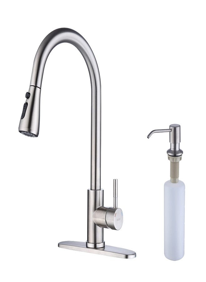 Keer Kitchen Faucet with Pull Down Sprayer, Single Level Stainless Steel Kitchen Sink Faucets, Single Handle High Arc Brushed Nickel Pull Out Kitchen Faucet - Image 1