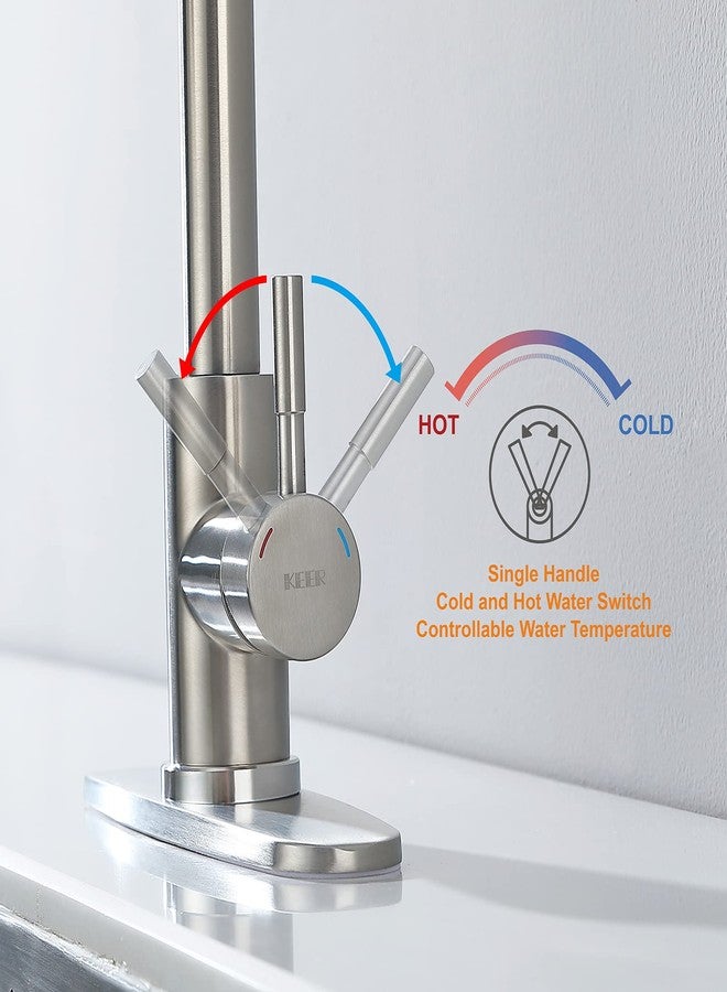 Keer Kitchen Faucet with Pull Down Sprayer, Single Level Stainless Steel Kitchen Sink Faucets, Single Handle High Arc Brushed Nickel Pull Out Kitchen Faucet - Image 2