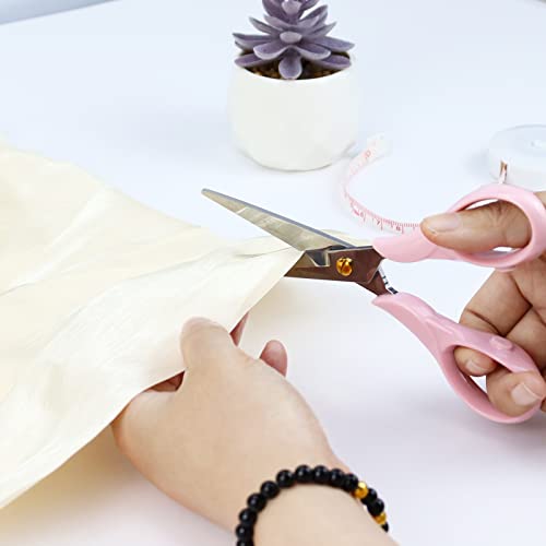 Koqye Multipurpose Stylish Pink Scissors, Stainless Steel Scissors with Acrylic Handle Stationery Paper Cutting Tool for Office, Home, School (Pink) - Image 4