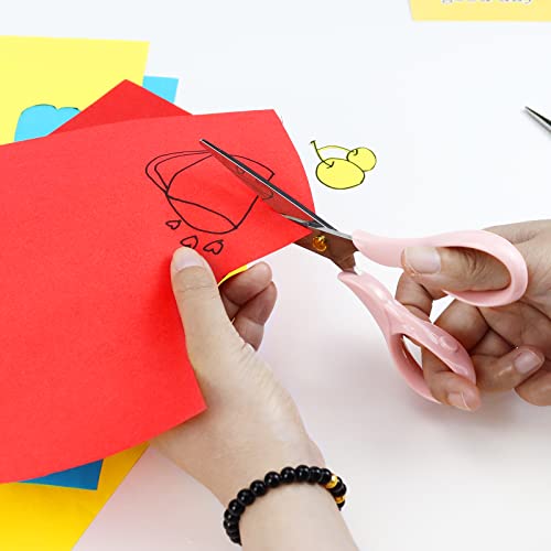 Koqye Multipurpose Stylish Pink Scissors, Stainless Steel Scissors with Acrylic Handle Stationery Paper Cutting Tool for Office, Home, School (Pink) - Image 3
