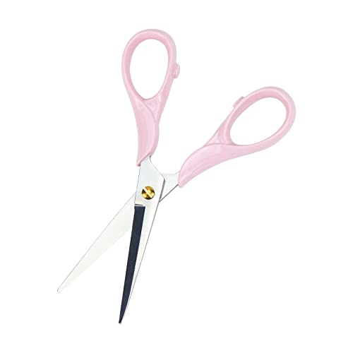 Koqye Multipurpose Stylish Pink Scissors, Stainless Steel Scissors with Acrylic Handle Stationery Paper Cutting Tool for Office, Home, School (Pink) - Image 1