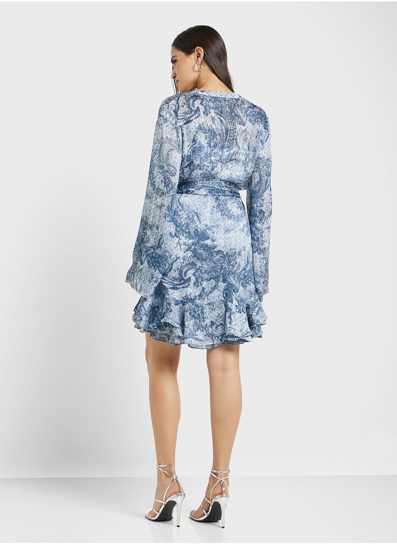 GUESS - Belted Frill Detail Dress - Image 1