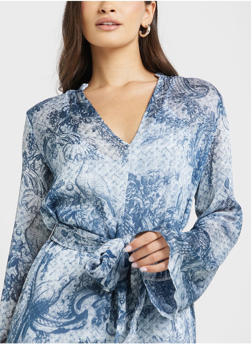 GUESS - Belted Frill Detail Dress - Image 1