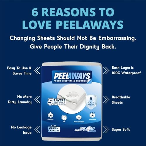 Peelaways Waterproof Disposable Bed Sheets – As Seen On Shark Tank | 5-Layer Absorbent Wellness Sheets for Elderly, Homecare, Hospital Use and Travel - Image 3