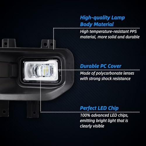 wideep Premium LED Fog Light Assemblies with Bracket For F150 2015-2017 Ford, Upgrade Replacement Fog Lamp Assembly Kit with Bezels and Housing, 300% Brighter than Halogen, IP67 DC 12V, 2Pcs, FL3Z-15200-A - Image 3