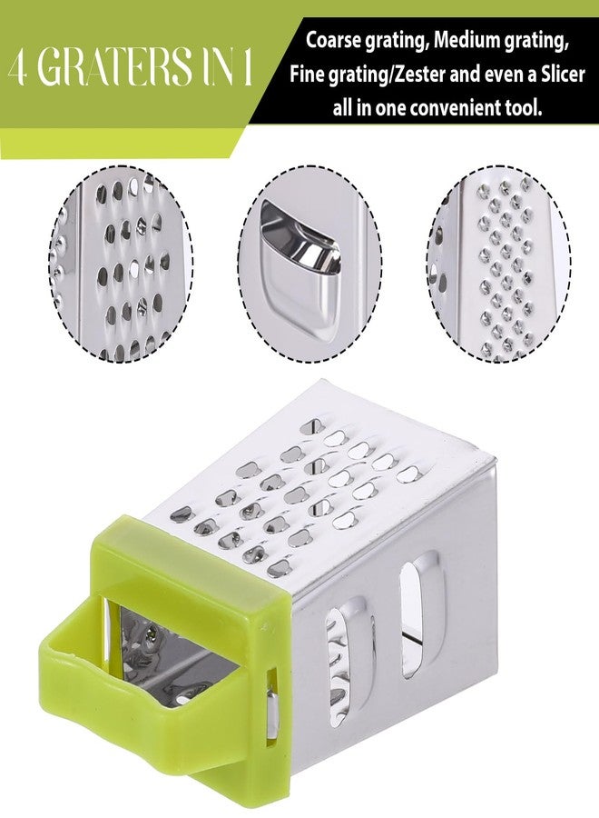 COMNICO Mini Cheese Grater, 3Pcs Stainless Steel Box Grater with Handle Professional Cheese Slicer Graters for Kitchen Slicer Cheese Ginger Vegetable (Blue/green/pink) - Image 3