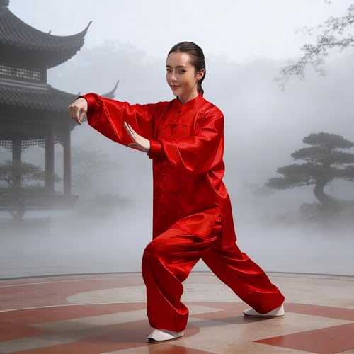 Andux Chinese Traditional Tai Chi Uniforms Kung Fu Clothing Unisex SS-TJF01 (Red, L) - Image 2