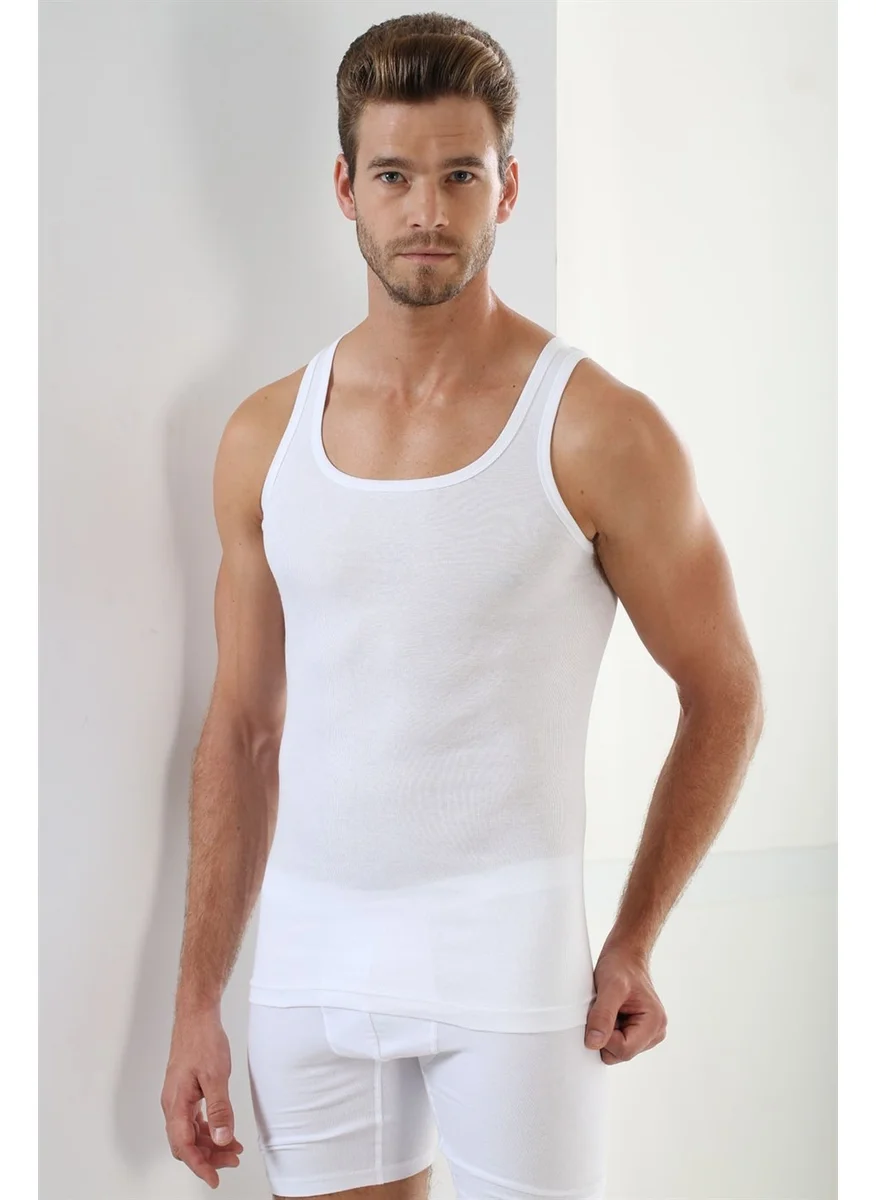 Arma Yıldız Men's Sports Undershirt White Rib 100% Cotton