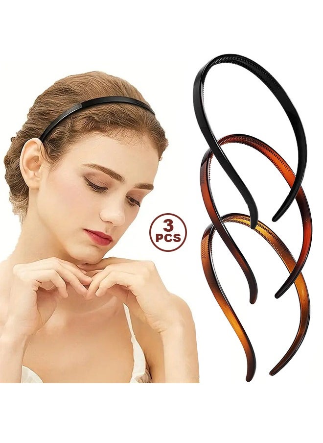 Ant - 3Pcs Sunglasses Headbands, Flex No Pressure Headbands, Effortless Plastic Teeth Comb Headbands, Skinny Hair Bands, Plastic Hair Loop, Hair Accessories for Glasses Wearers, Women and Girls - Image 1