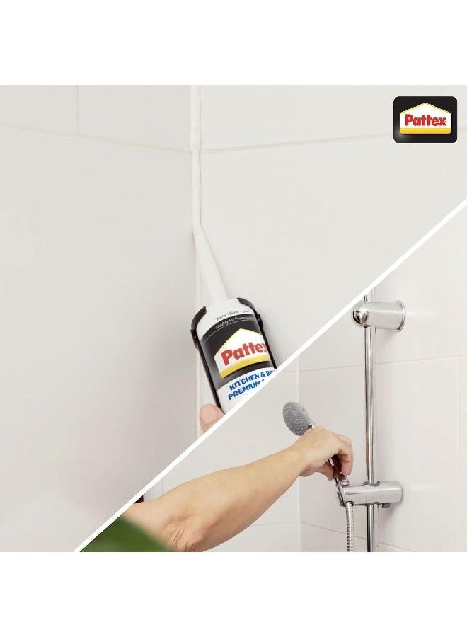 Pattex SF525 Premium Silicone Kitchen & Bathroom Grout - Mold & Mildew Resistant, Won't Yellow Over Time, 100% Waterproof, Permanent Flexibility, Superior Adhesive Strength, Ideal for Sealing Joints Around Sinks, Bathtubs, Showers, and Tiles, Professional & Home Use, Bright White, Long Lasting - Image 5