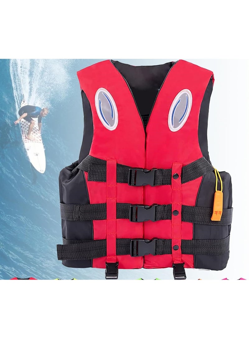 REBENUO Life Jacket Safety Vests Water Suit Kayak Boating Swimming Surfing Drifting Gear Size {XL} .75 to 100 Kg(red) - Image 2