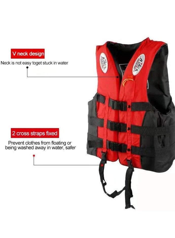 REBENUO Life Jacket Safety Vests Water Suit Kayak Boating Swimming Surfing Drifting Gear Size {XL} .75 to 100 Kg(red) - Image 4