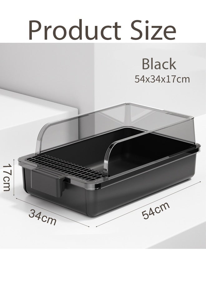 Berma Baby صندوق فضلات القطط، صندوق فضلات شبه مغلق بشاشة، مع جوانب عالية، مرحاض صغير قابل للإزالة للحيوانات الأليفة، صندوق فضلات مفتوح من الأعلى، صندوق فضلات قطط مضاد للرذاذ، مناسب للقطط الصغيرة والقطط الصغيرة والأرانب (أسود) - Image 2