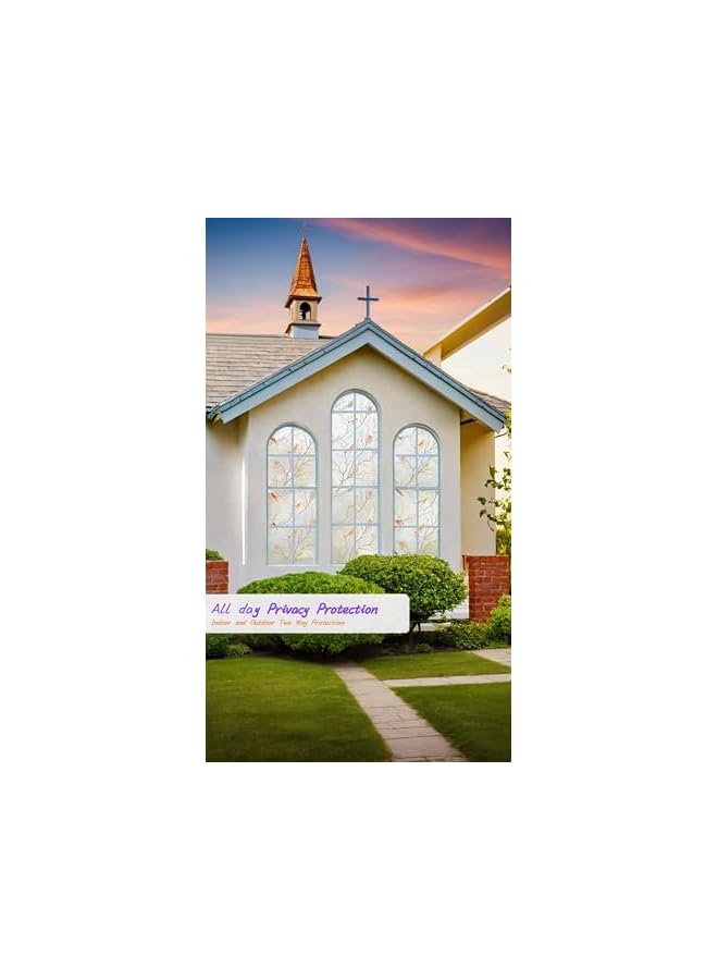 The Bros Stained Glass Window Film, Window Privacy Film , Birds Decorative Window Film, Frosted Anti Glare UV Blocking Non-Adhesive Static Cling for Home Bathroom Kitchen Office 17.7 x 78.7 Inch - Image 2