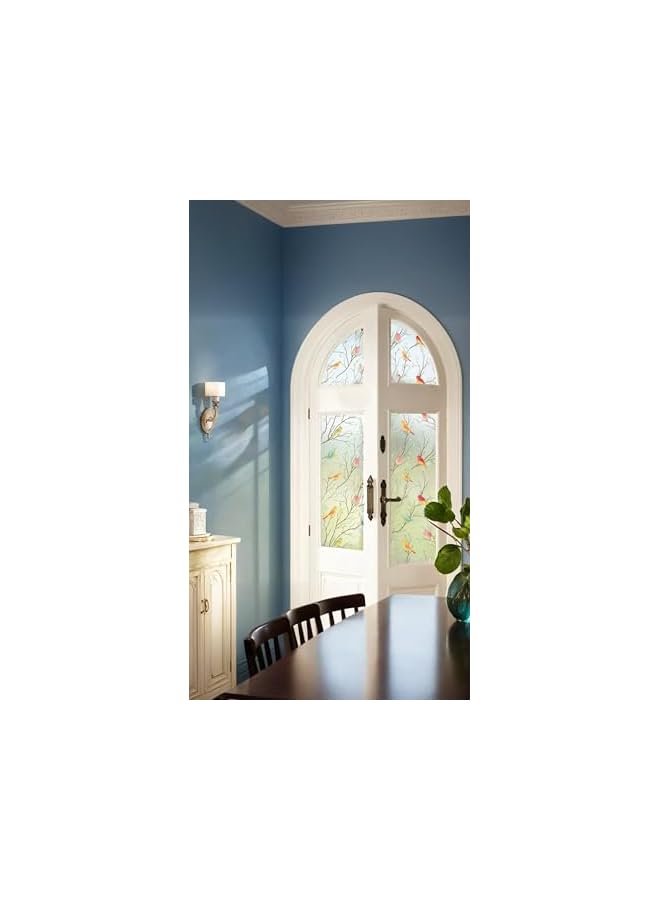 The Bros Stained Glass Window Film, Window Privacy Film , Birds Decorative Window Film, Frosted Anti Glare UV Blocking Non-Adhesive Static Cling for Home Bathroom Kitchen Office 17.7 x 78.7 Inch - Image 3