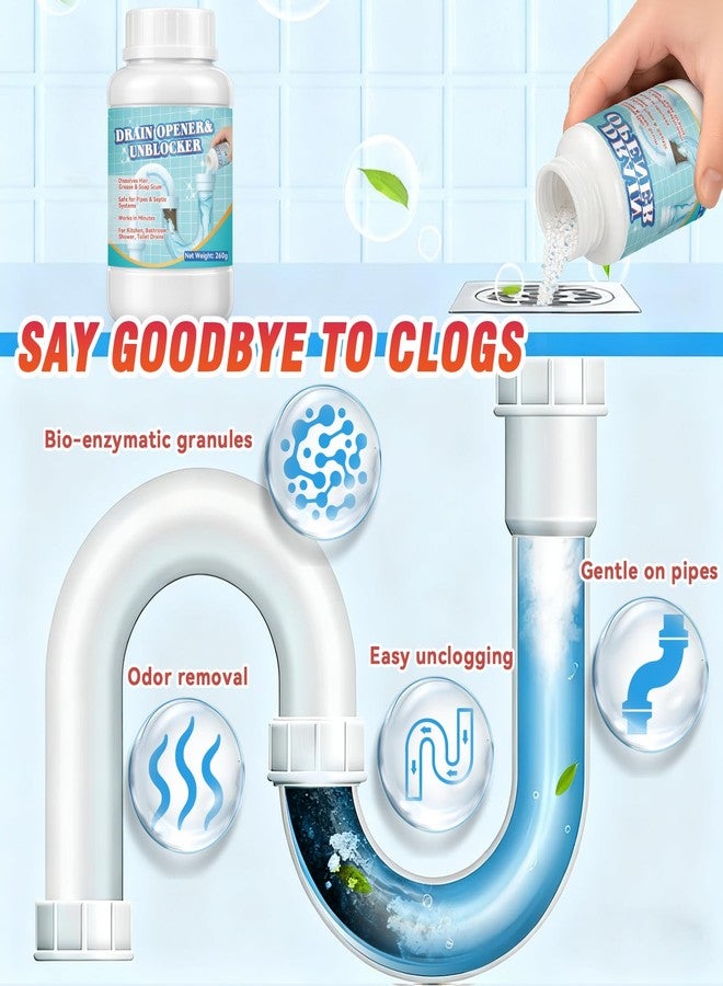 CLENNANER Drain Clog Remover, Crystal Lye Drain Opener, Hair Drains Clog Remover Unclog Bathroom and Kitchen Sinks, Drains, Shower Pipes, Removes Hair, Soap Scum, Blockages, 260g - Image 2