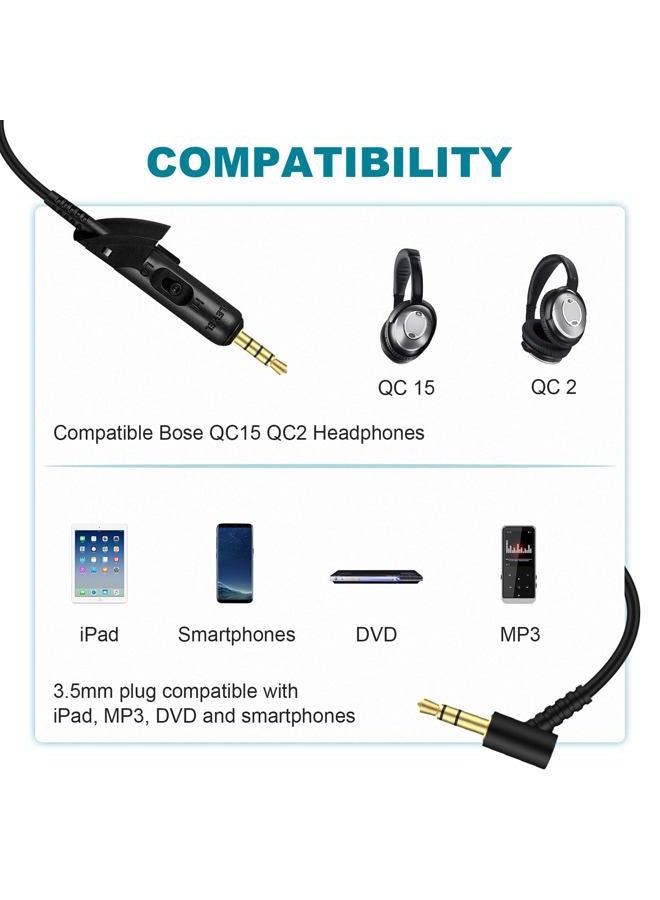 Sqrmekoko Audio Cable Cord for Bose Quietcomfort 15 QC15 Noise Canceling Headphone - Image 2
