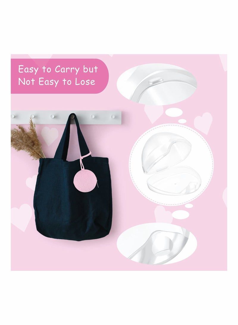 Y&D 4 Pieces Pacifier Holder Case Set Includes Silicone Cover and Transparent Storage Box Container Pouch Bag, Easy to Clean (Gray, Light Pink) - Image 3