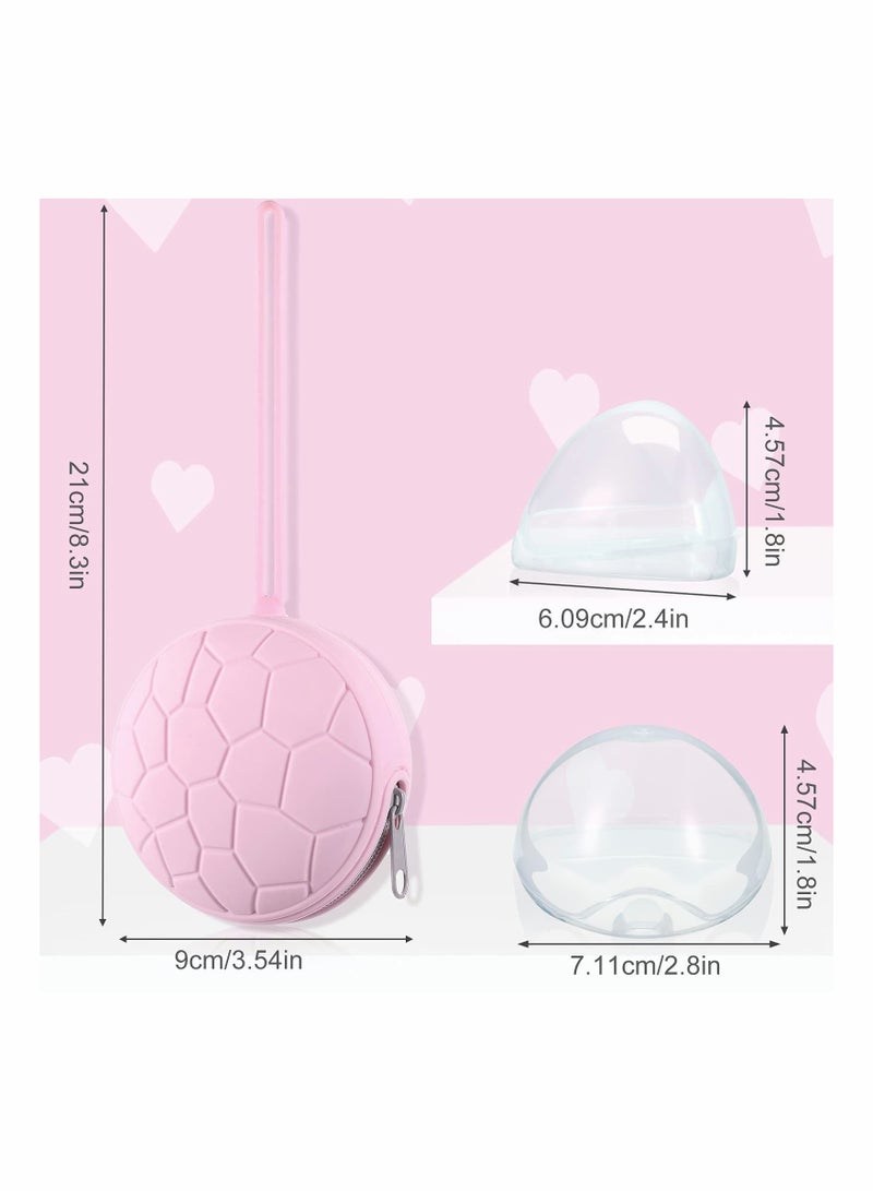 Y&D 4 Pieces Pacifier Holder Case Set Includes Silicone Cover and Transparent Storage Box Container Pouch Bag, Easy to Clean (Gray, Light Pink) - Image 2