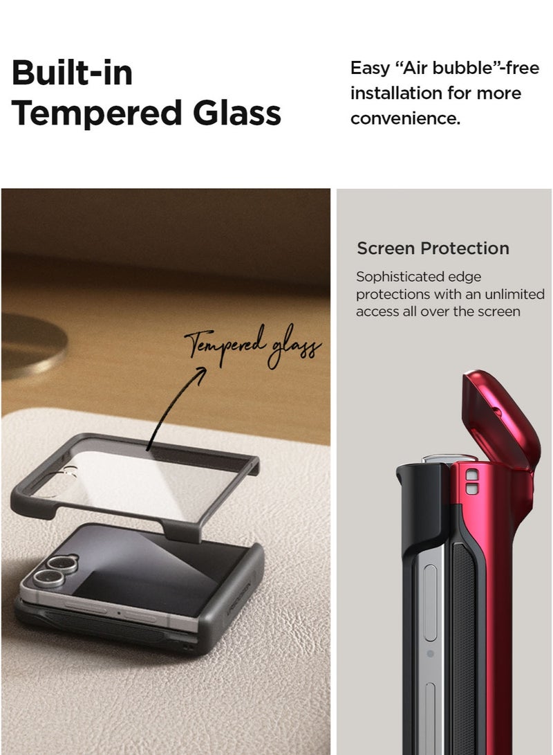 VRS Design حافظة تيرا غارد مودرن جو لهاتف سامسونج جالكسي زد فليب 7 [فتحة لحمل بطاقتين] (2025) مع [حماية شاشة مدمجة] وحماية المفصل - أسود - Image 3