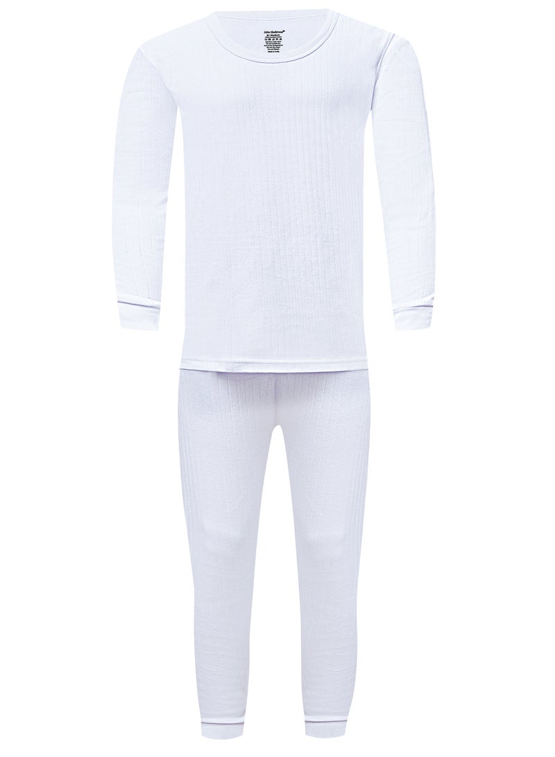 John Gladstone Men's Cotton Interlock Thermal Set  (White) - Image 1
