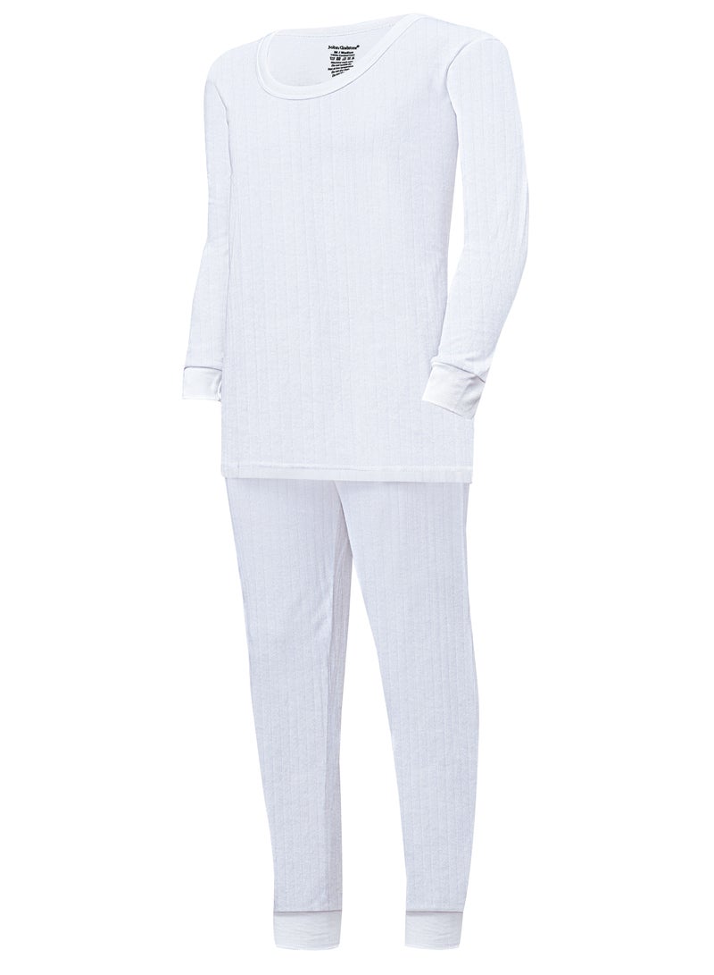 John Gladstone Men's Cotton Interlock Thermal Set  (White) - Image 2