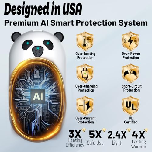 BOANKODU Hand Warmers Rechargeable 2 Pack,6000mAh Cute Panda Shaped Electric Hand Warmer,20Hrs Long Heating Reusable Hand Warmer,Portable Pocket USB Heater for Christmas,Outdoor,Hunting(Black/White) - Image 4