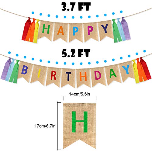 LINGPAR Highly Recommended Happy Birthday Burlap Banner Multicolored Tassels Design Colorful Ribbon For Kid Baby Adults Birthday Party Decorations - Image 5