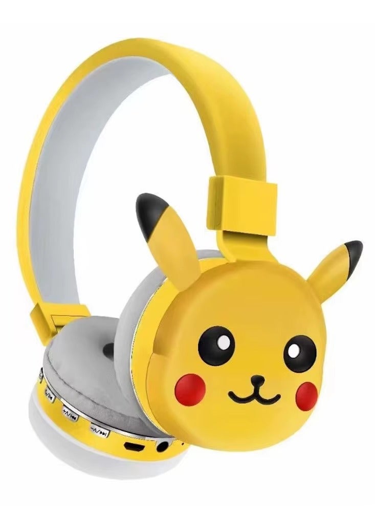 بوكيمون سماعات رأس بلوتوث لاسلكية للأطفال، قابلة للطي، عازلة للضوضاء، تُوضع فوق الأذن، مزودة بميكروفون، وبطاقة ذاكرة، وسماعات رأس للأطفال للمراهقين، وللأولاد، وللبنات، وللمدارس، وللهواتف المحمولة، والأجهزة اللوحية. - Image 2