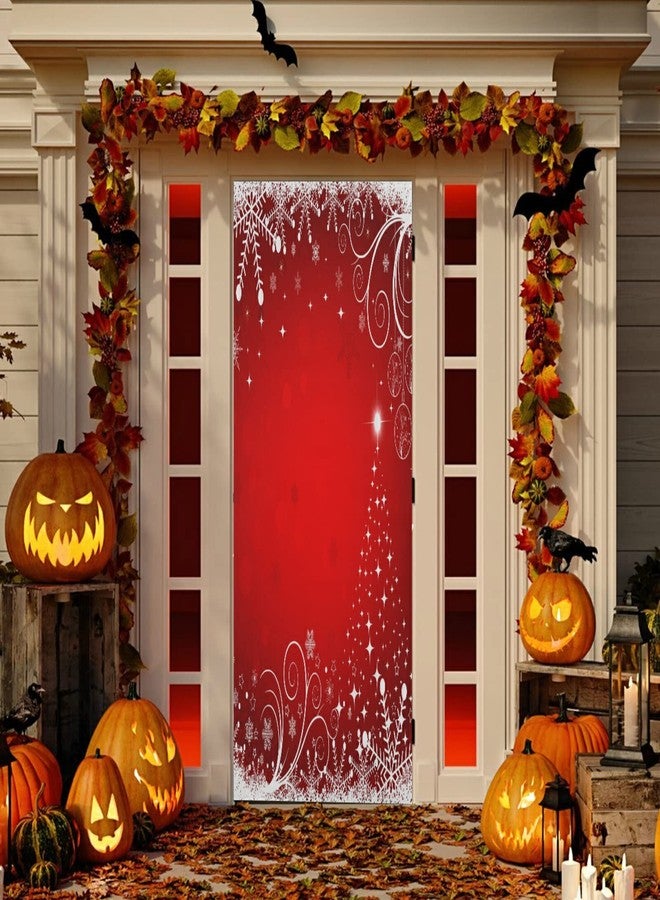 WELLDAY Winter Snowflake Door Cover Winter Christmas Front Door Cover Banner Porch Sign for Home Party Decor Indoor Outdoor Decorations 35 x 79 Inch - Image 5