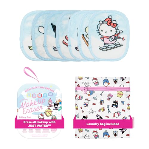 Makeup Eraser The Original MakeUp Eraser 7Day Set Erase All Makeup With Just Water Including Waterproof Mascara Eyeliner Foundation Lipstick Sunscreen and More Hello Kitty Skiing 7ct - Image 1