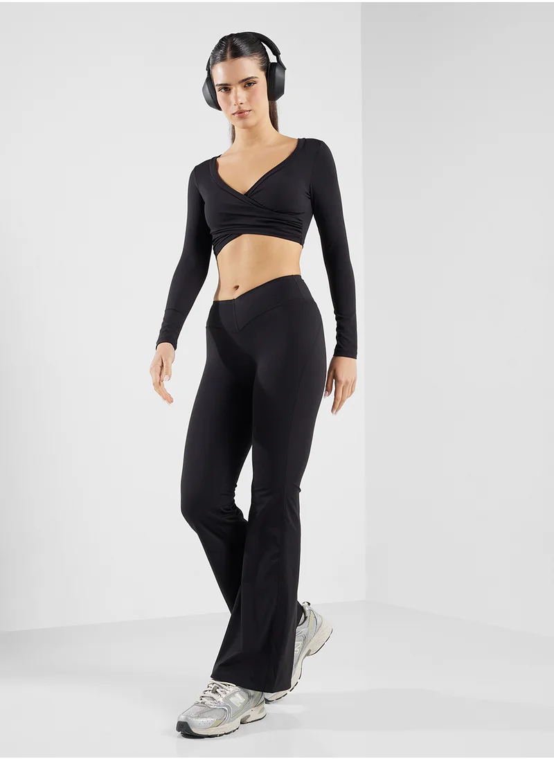 FRWD Wrap Top & Flared Sculpting Leggings Set