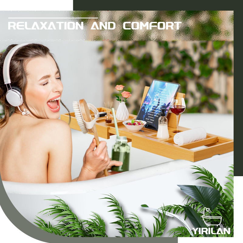 Yirilan Premium Bathtub Tray Caddy, Expandable Bath Tray, Unique House Warming Gifts, New Home, Anniversary and Wedding Gifts for Couple, Bridal Shower Gift for Women  - Image 5